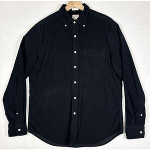 J Crew Classic Fit Corduroy Button Down Shirt Mens Medium Black Cotton Y2K